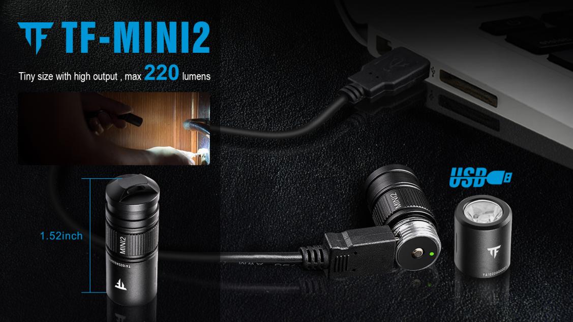 TrustFire 220Lumens EDC Tiny Micro-USB Rechargeable LED Keychain Mini  Flashlight